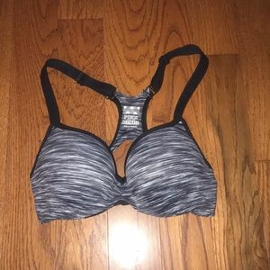 Gray and Black, Wired, PINK, Push Up Sports Bra